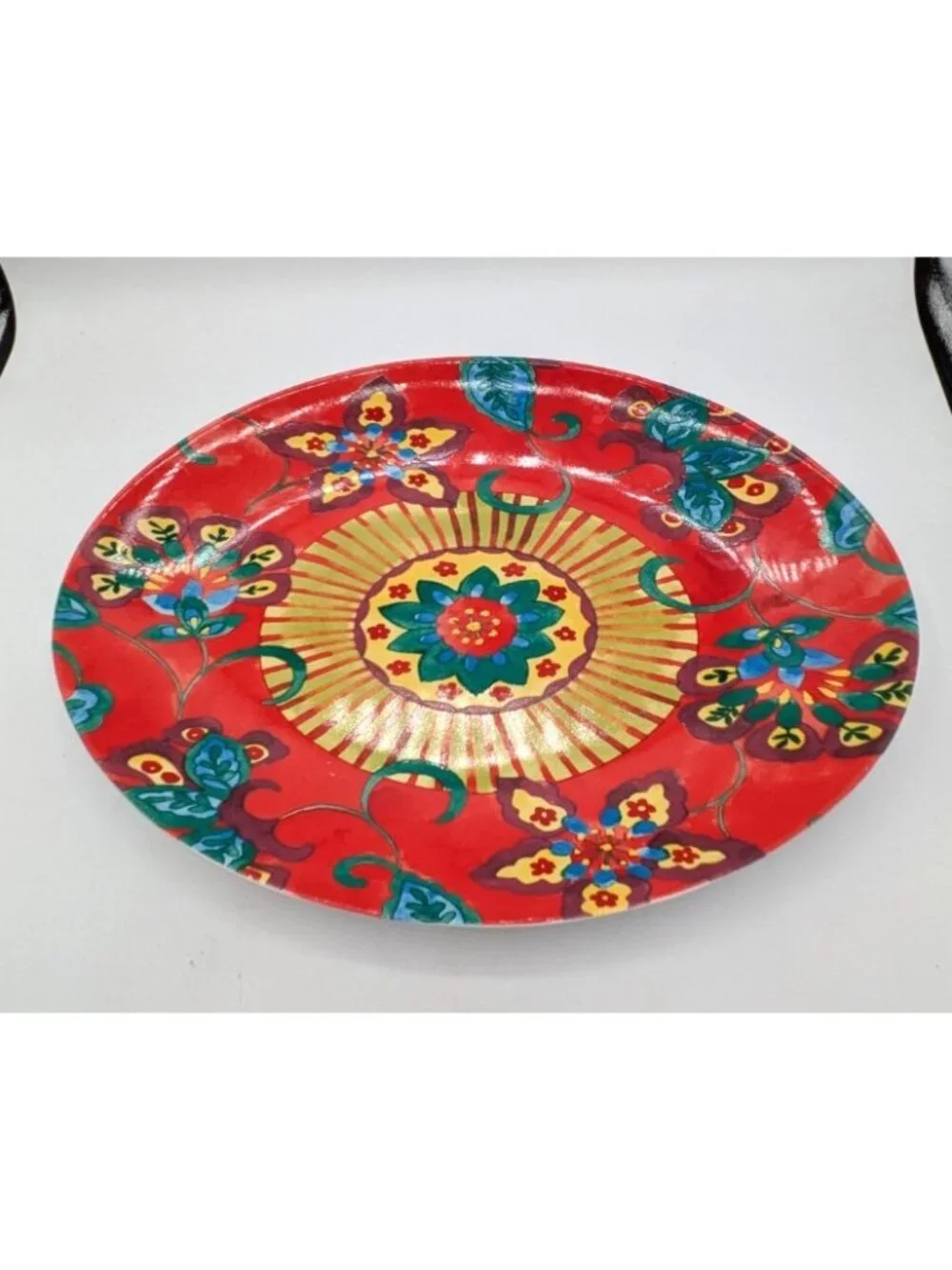 Pier 1 Large Oval Serving Platter Dish Villa Multicolor Floral Discontinued 14